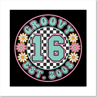 16th Birthday Groovy 16 est. 2008 Retro Vintage Girls Posters and Art